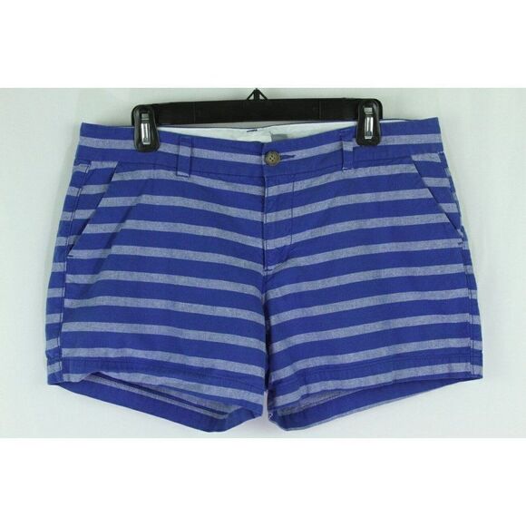 Old Navy Striped Shorts Size 8 Women's Blue 100% Cotton Pockets Summer - Picture 1 of 3